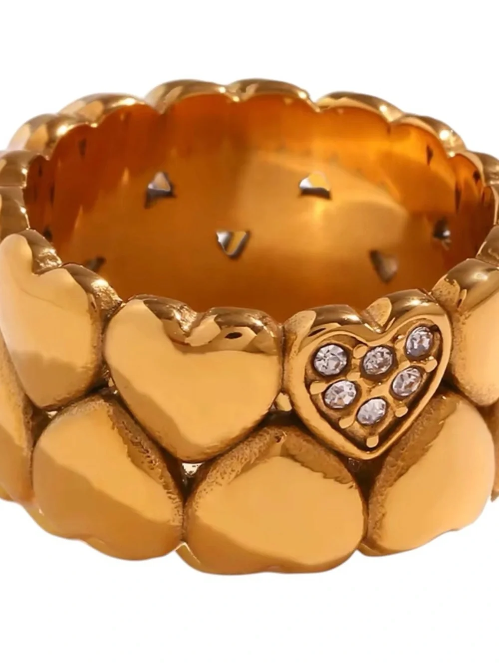 NWT Gold Heart Ring with Pavé Accent Size 7